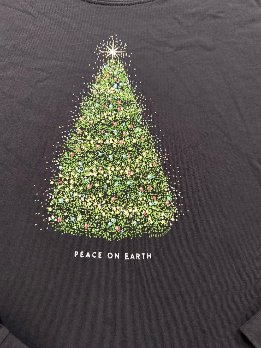 Life is Good Peace on Earth Tree Long Sleeve Crusher Tee XL D81 - Picture 2 of 7